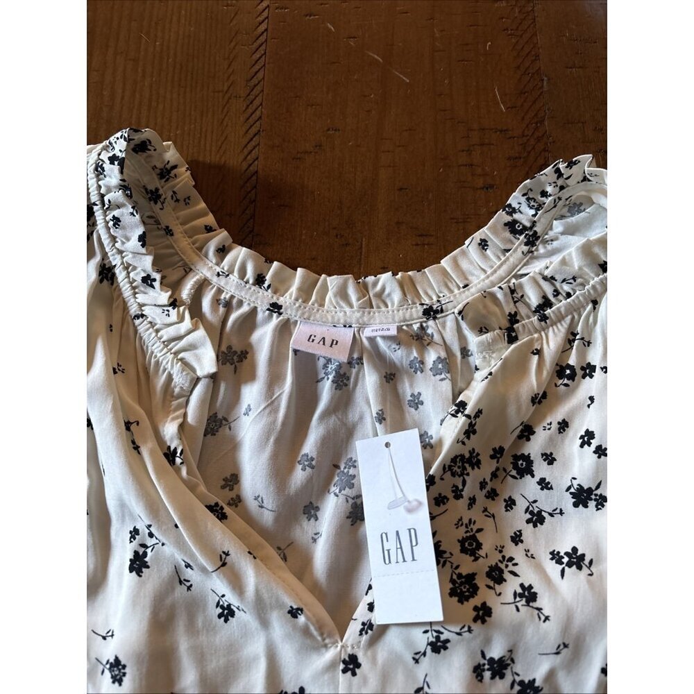 Gap Short Sleeve Blouse Off White Floral Size Small NWT - Picture 4 of 6